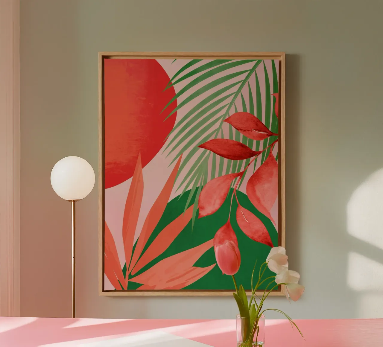 Abstracte kunst tropische tuin 10 canvas met Baklijst van ThingDesign