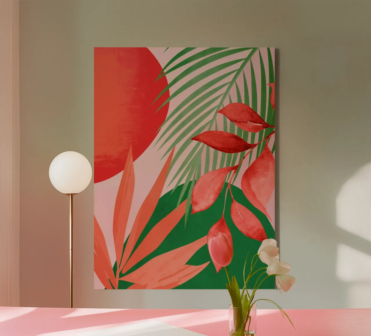 Abstracte kunst tropische tuin 10 canvas met Baklijst van ThingDesign