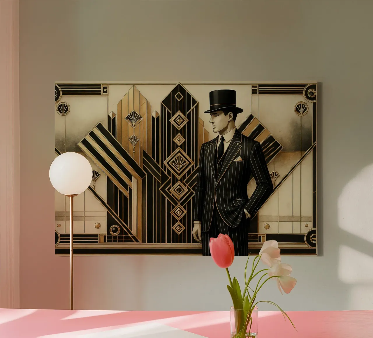 L'Art Deco Noir di Gatsby tela con Cornice a cassetta da Chromatic Fusion Studio