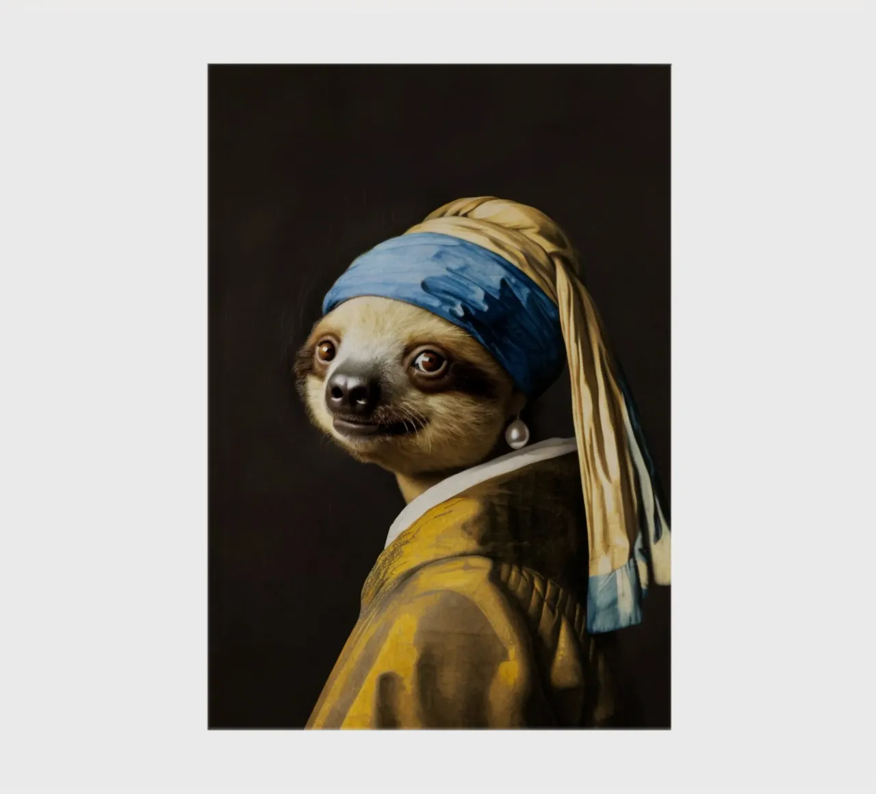 Le paresseux de Vermeer avec une boucle d'oreille en perle dans une robe jaune carnet de notes de Modern Muse