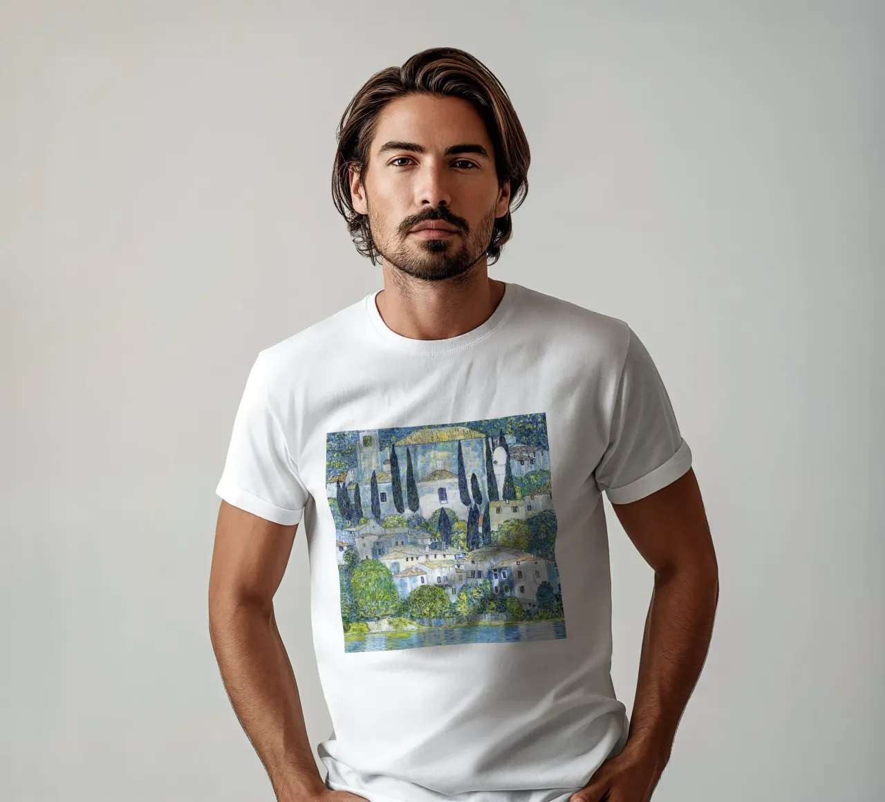 Kirche in Cassone (Chiesa di Cassone) di Gustav Klimt t-shirt da Jolie Prints