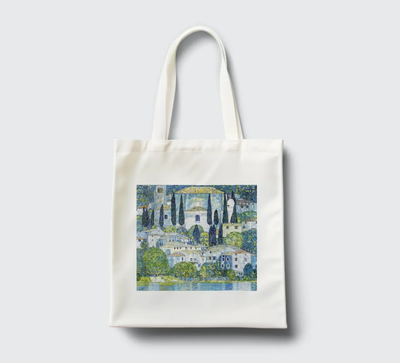 Kirche in Cassone (Chiesa di Cassone) di Gustav Klimt borsa in juta da Jolie Prints