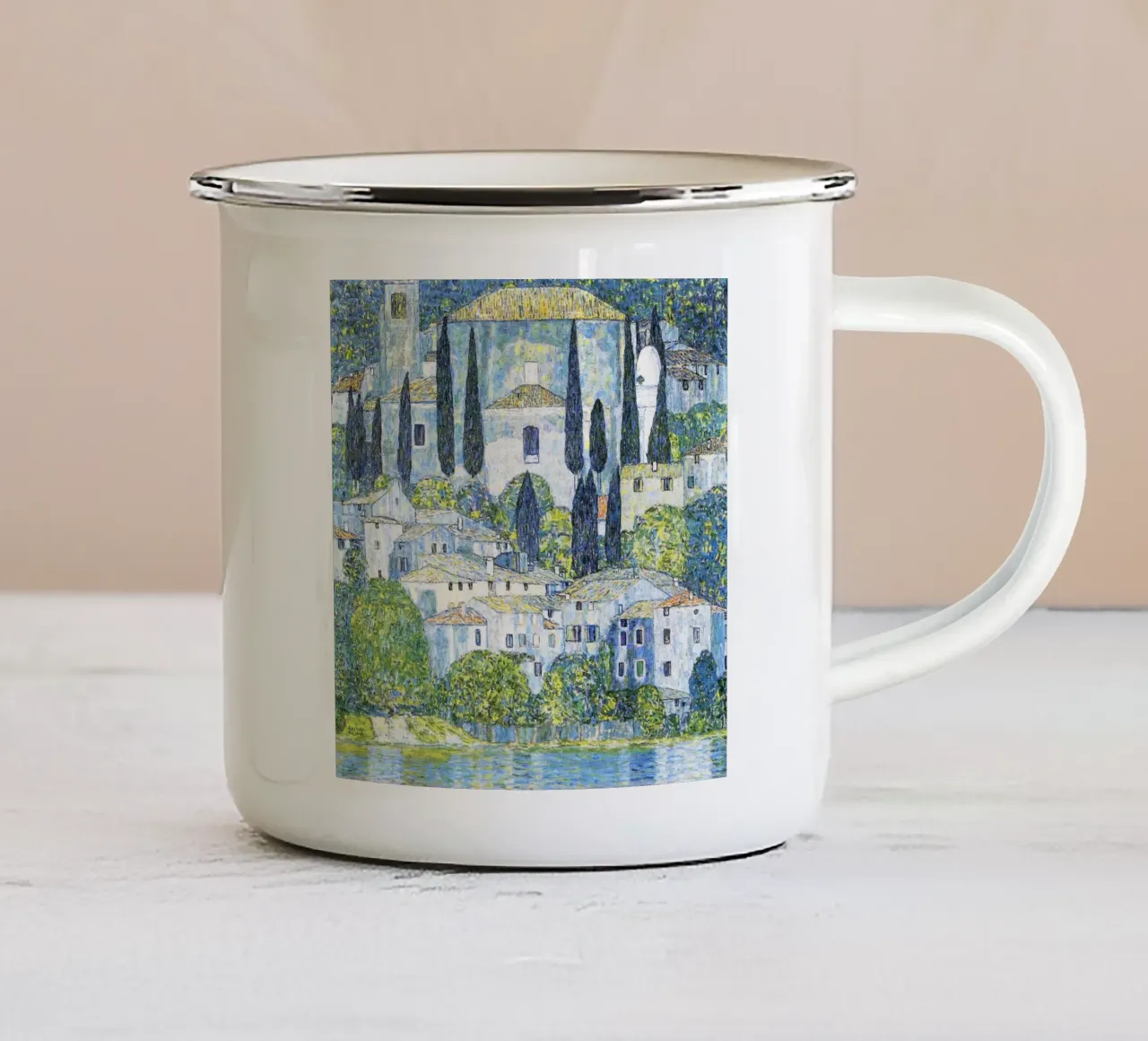 Kirche in Cassone (Chiesa di Cassone) di Gustav Klimt tazza in smalto da Jolie Prints