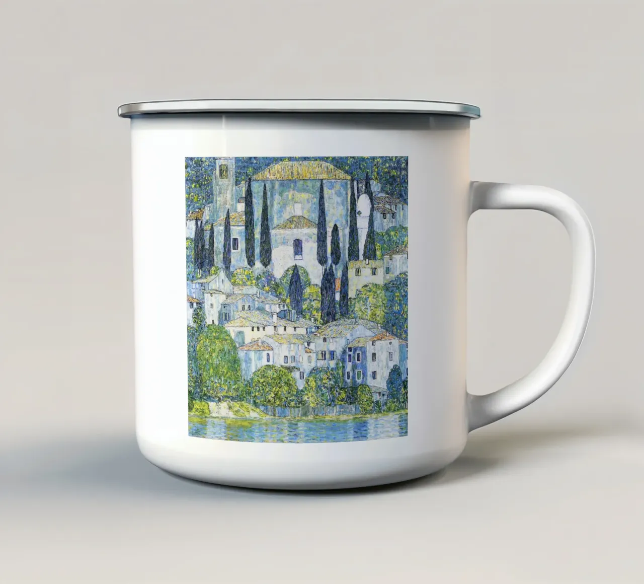 Kirche in Cassone (Chiesa di Cassone) di Gustav Klimt tazza in smalto da Jolie Prints