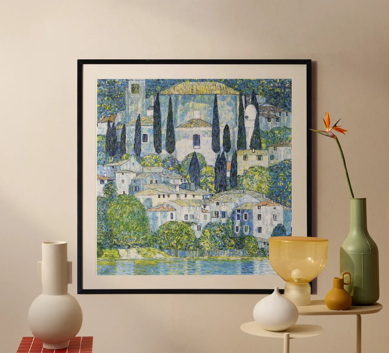 Kirche in Cassone (Kirche in Cassone) von Gustav Klimt Poster mit Holzrahmen von Art History