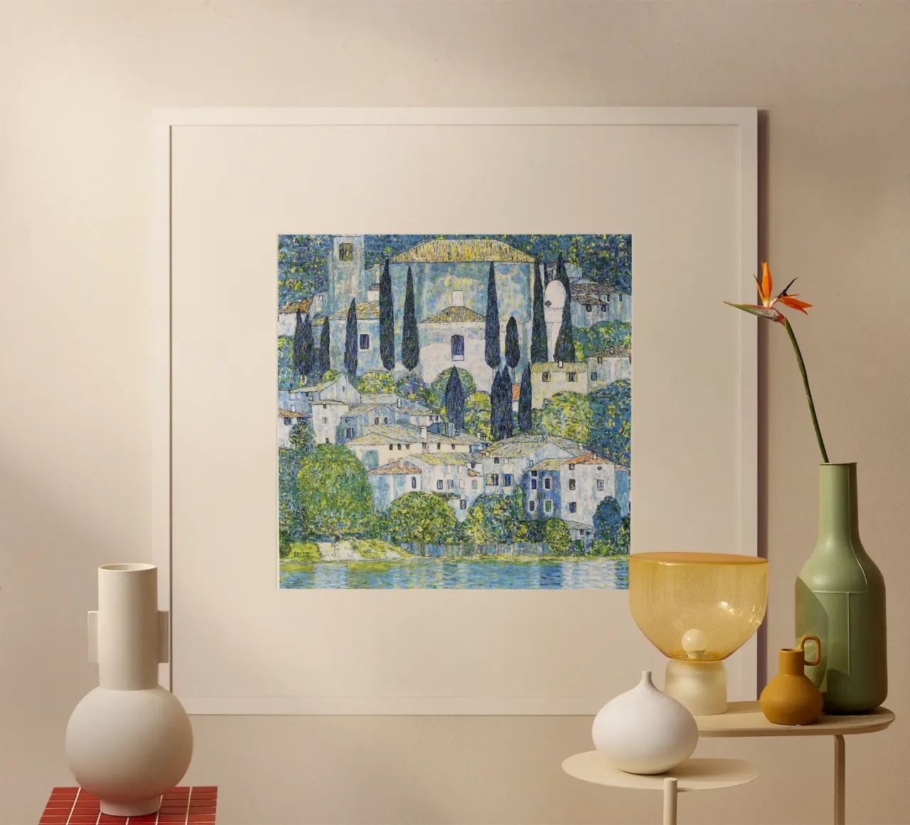 Kirche in Cassone (Kirche in Cassone) von Gustav Klimt Poster mit Holzrahmen von Art History