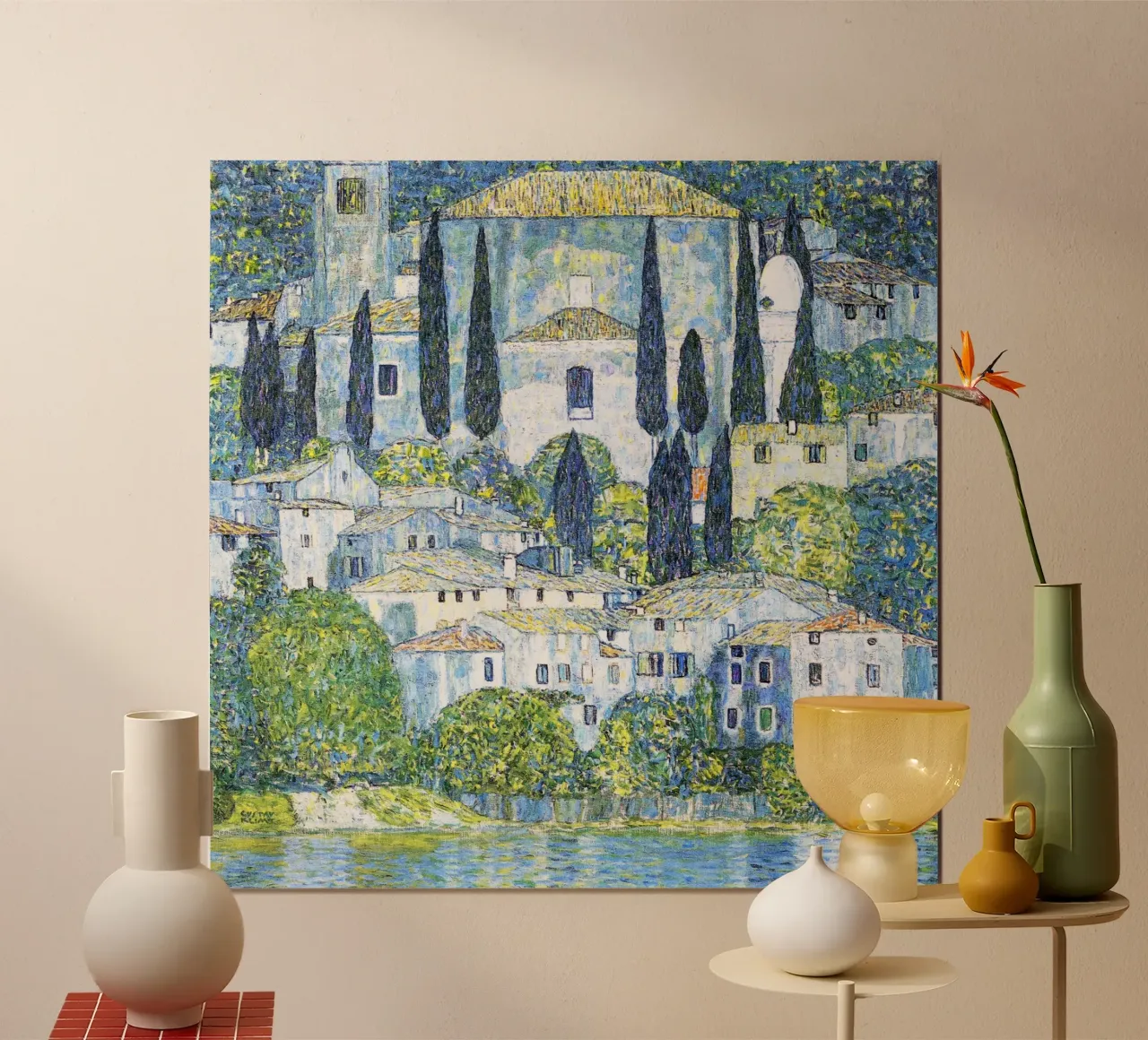 Kirche in Cassone (Kirche in Cassone) von Gustav Klimt Poster mit Holzrahmen von Art History