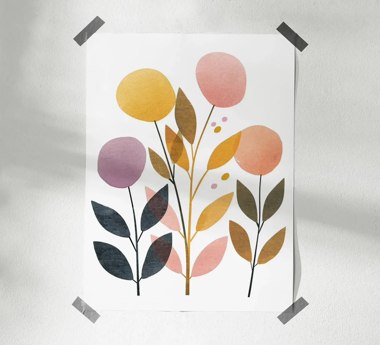 Foglie Boho 2 poster con telaio in legno da Yaso Design Boho & Botanic