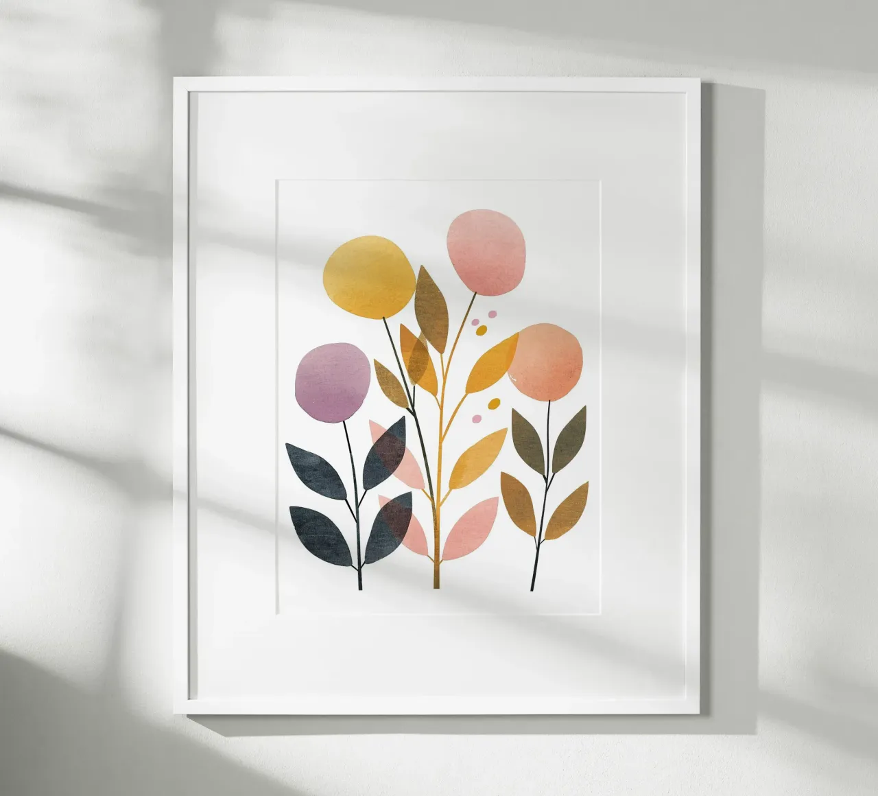 Foglie Boho 2 poster con telaio in legno da Yaso Design Boho & Botanic