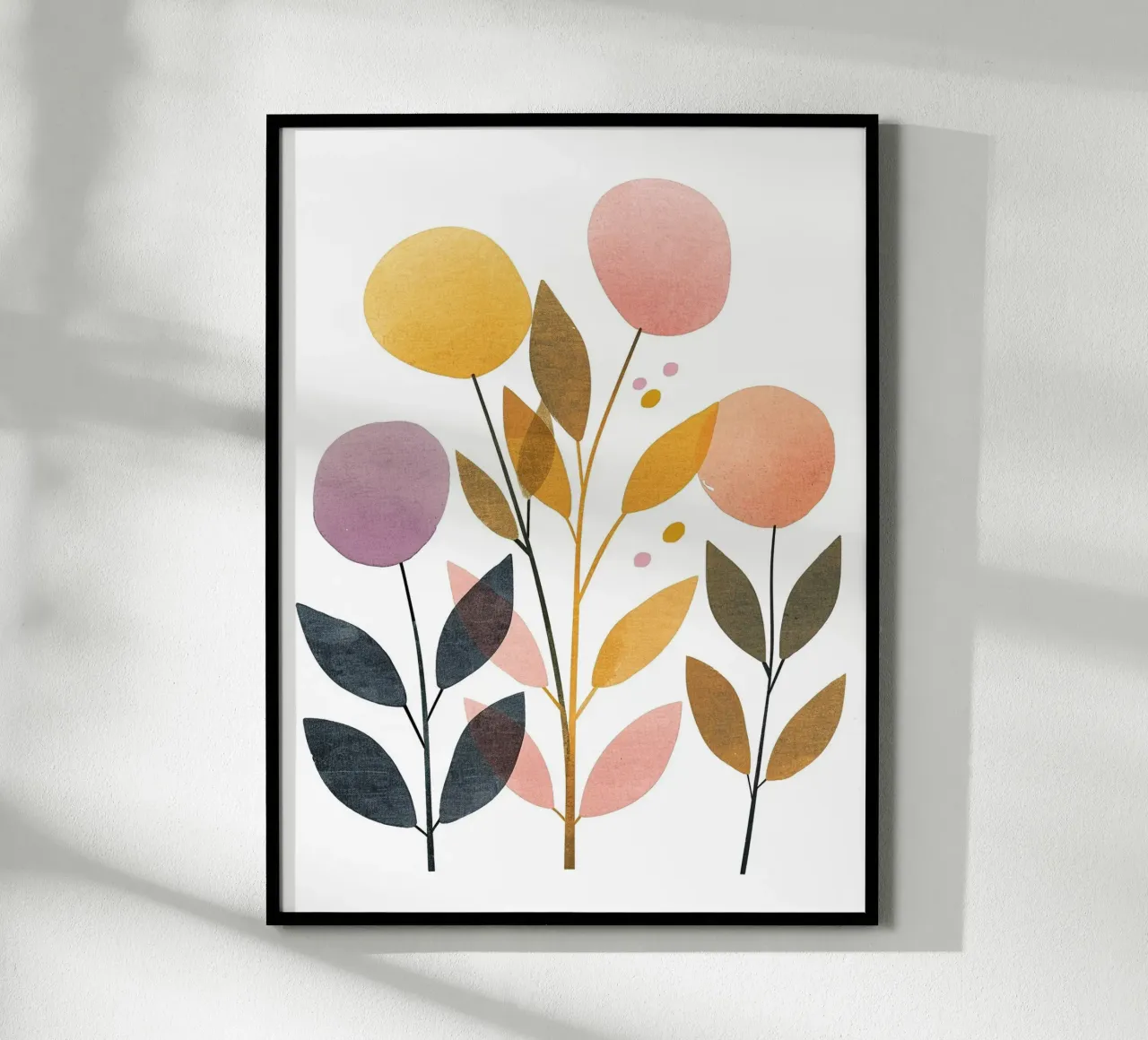 Foglie Boho 2 poster con telaio in legno da Yaso Design Boho & Botanic