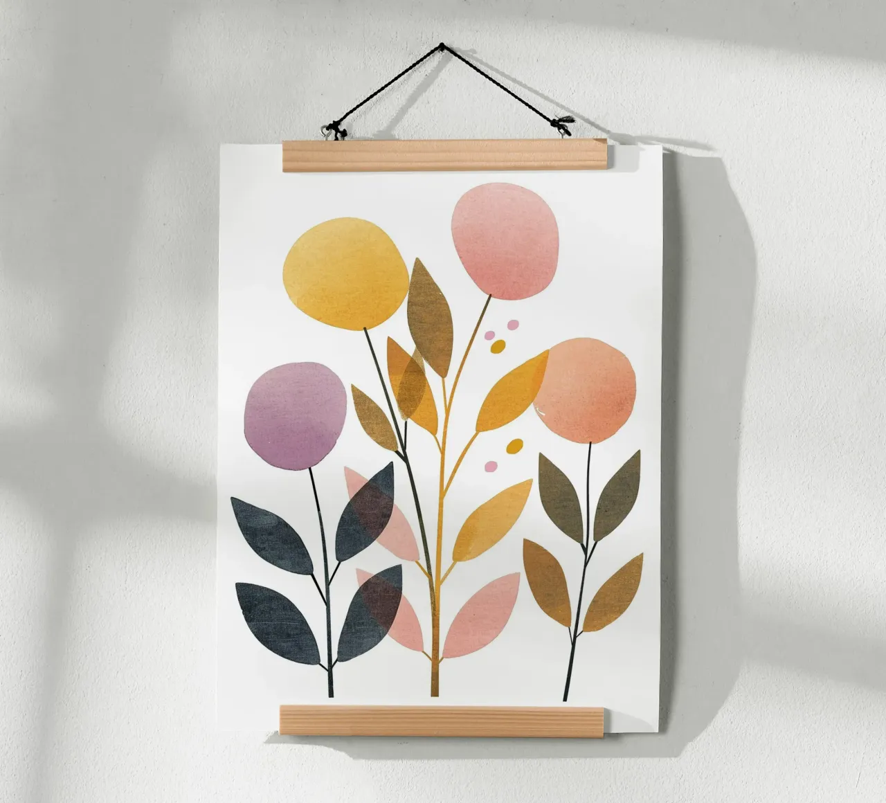 Foglie Boho 2 poster con telaio in legno da Yaso Design Boho & Botanic