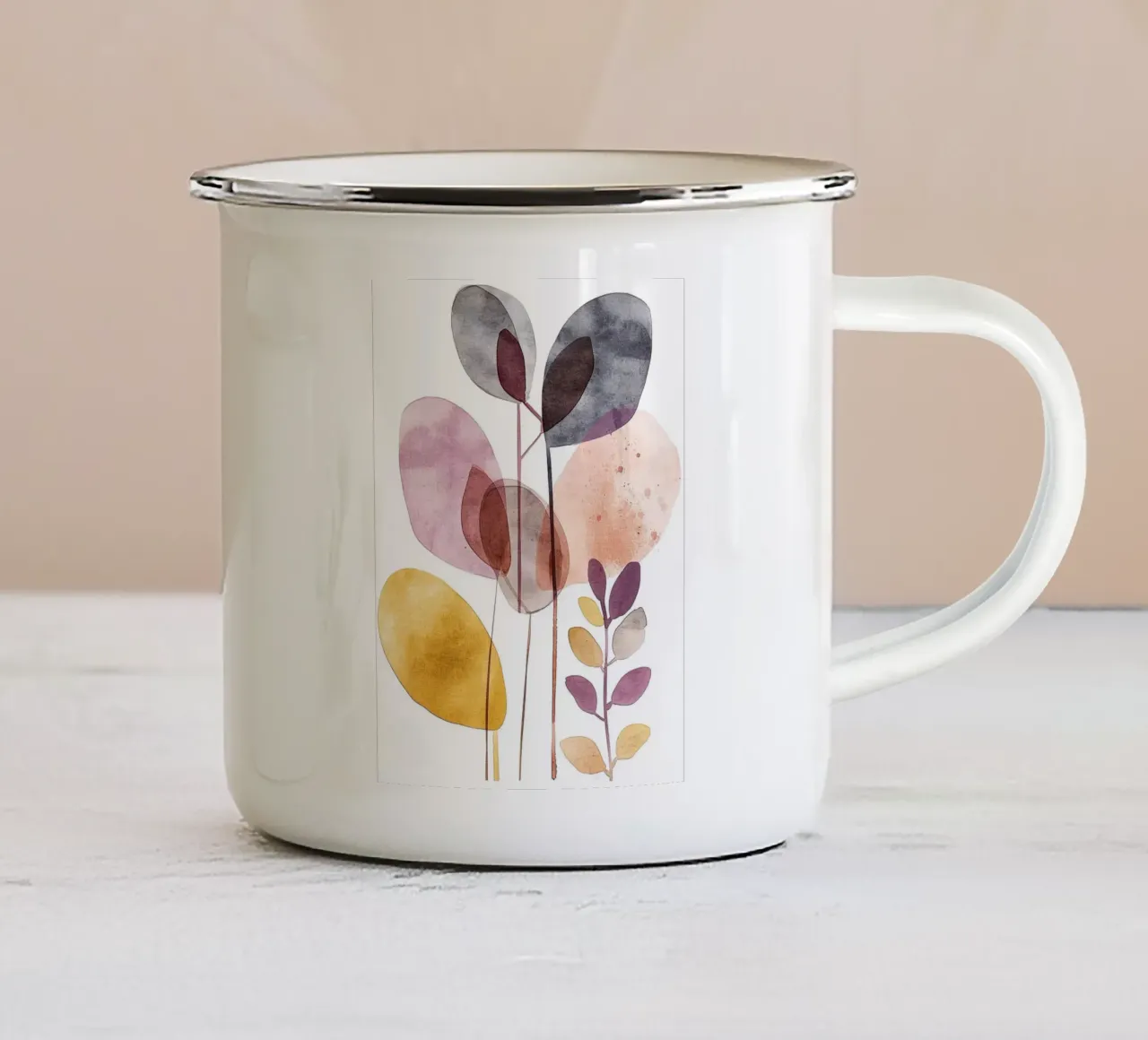 Foglie Boho 3 tazza in smalto da Yaso Design Boho & Botanic