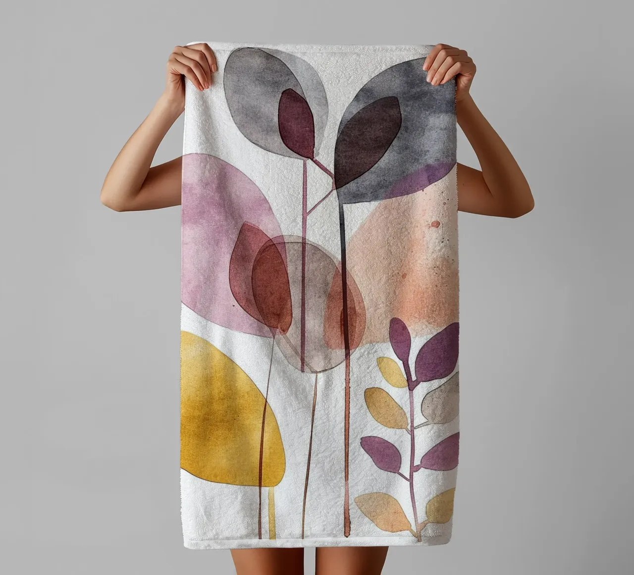 Boho Leaves 3 towel by Yaso Design Boho & Botanic