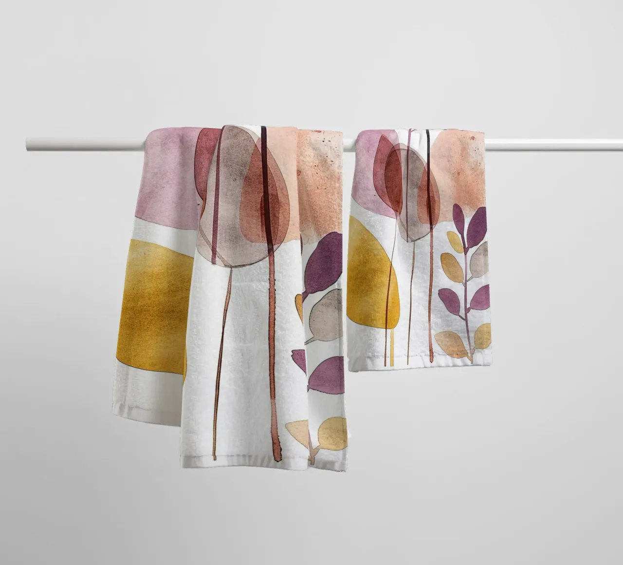 Boho Leaves 3 towel by Yaso Design Boho & Botanic