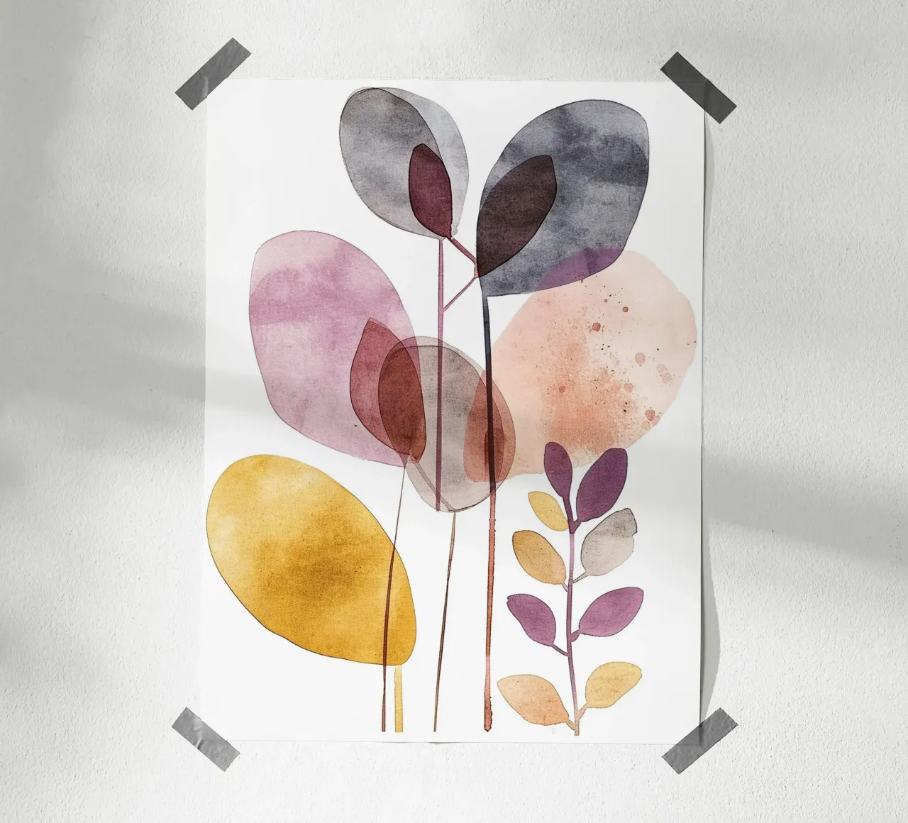 Foglie Boho 3 poster con telaio in alluminio da Yaso Design Boho & Botanic