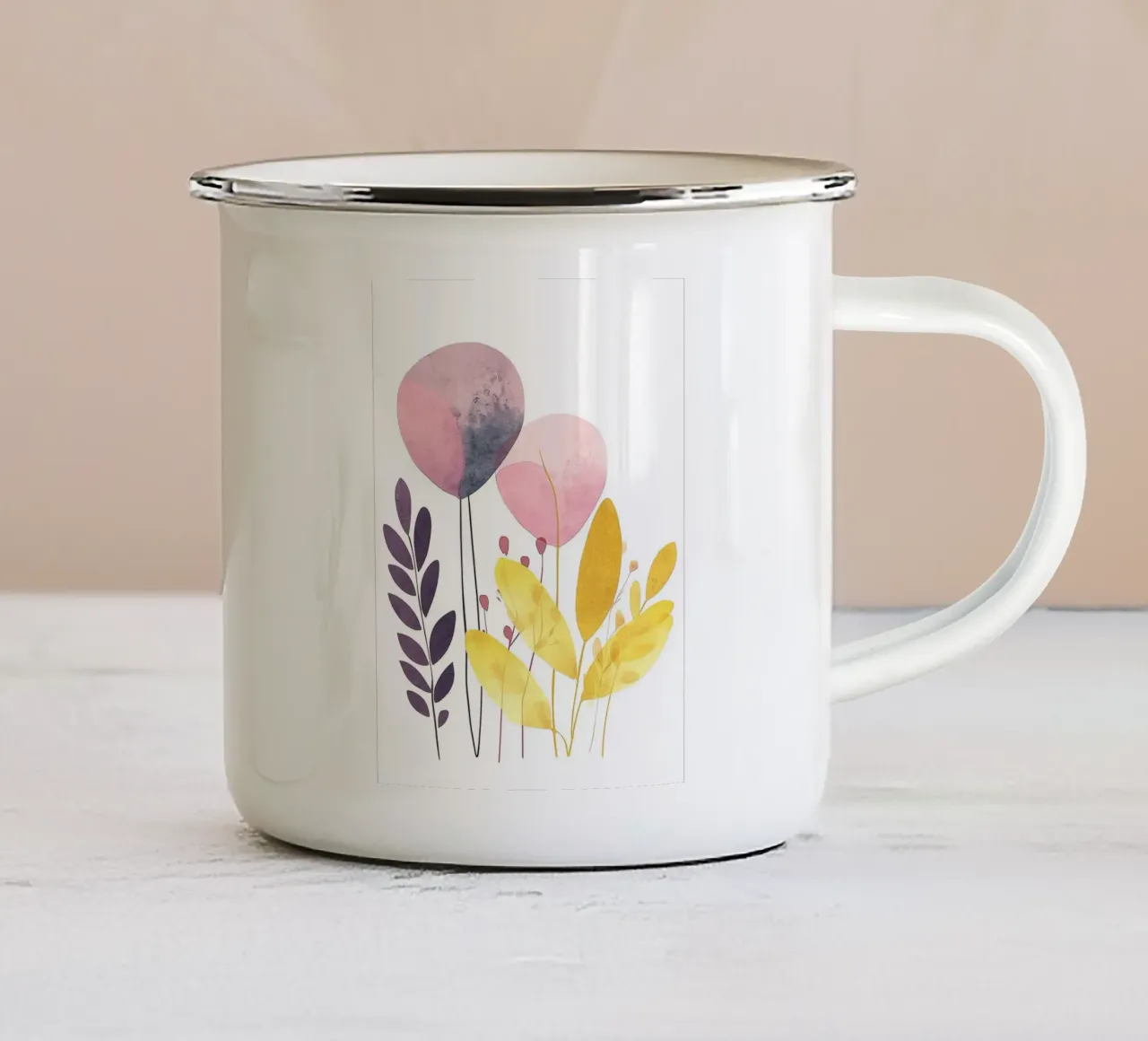 Foglie boho 4 tazza in smalto da Yaso Design Boho & Botanic