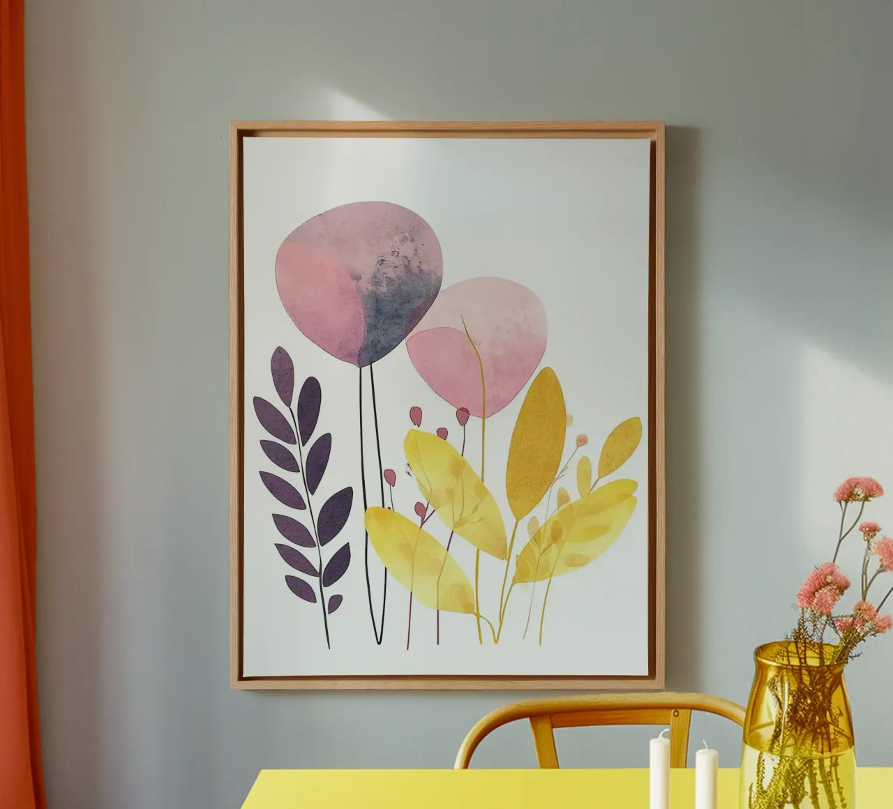 Foglie boho 4 tela con Cornice a cassetta da Yaso Design Boho & Botanic