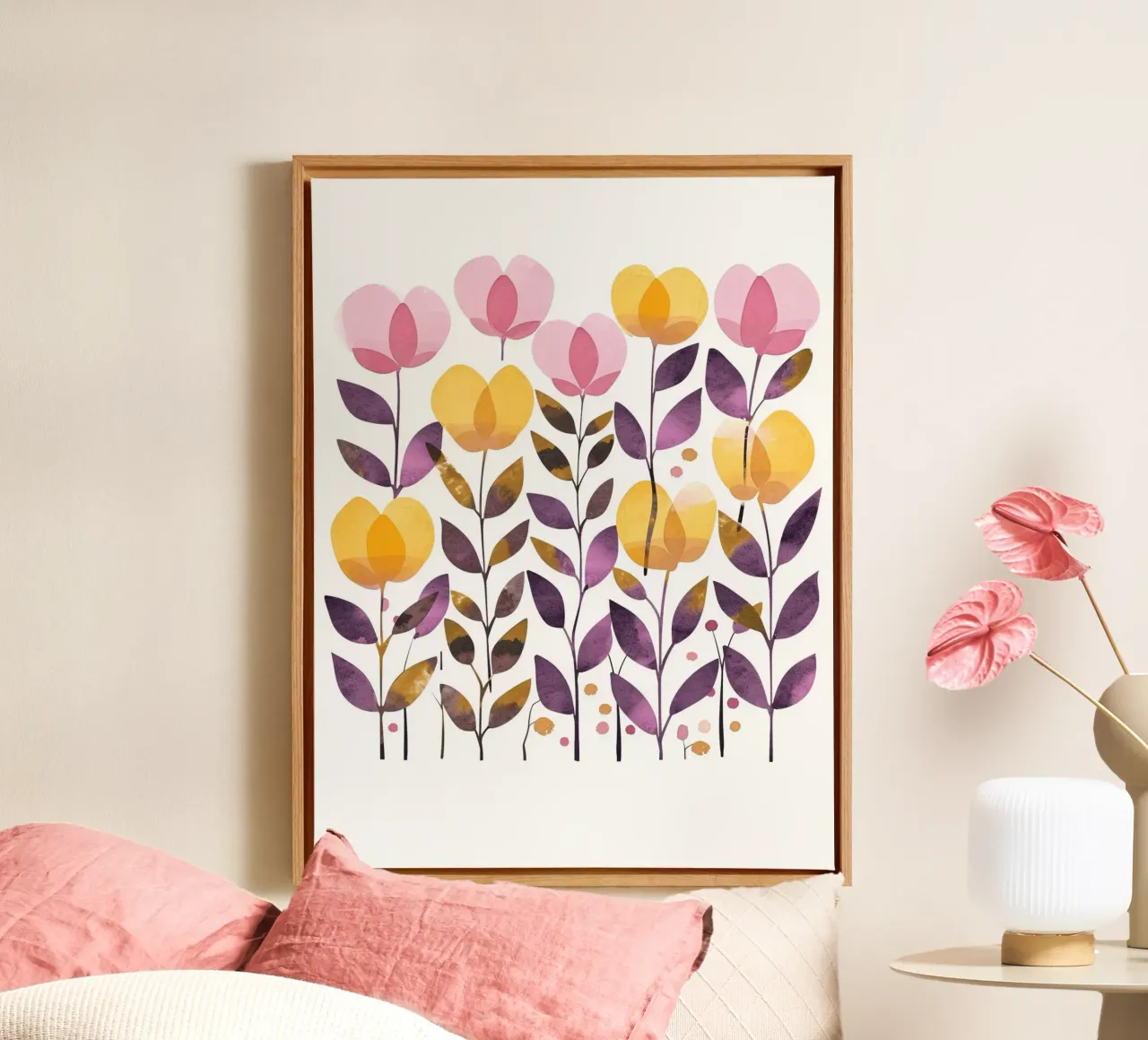 Foglie boho 5 tela con Cornice a cassetta da Yaso Design Boho & Botanic