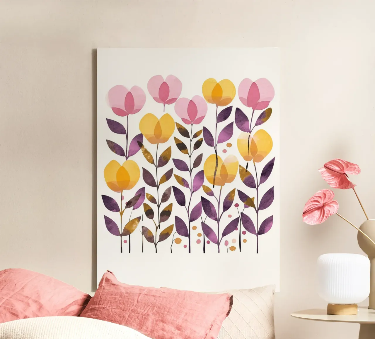 Foglie boho 5 tela con Cornice a cassetta da Yaso Design Boho & Botanic