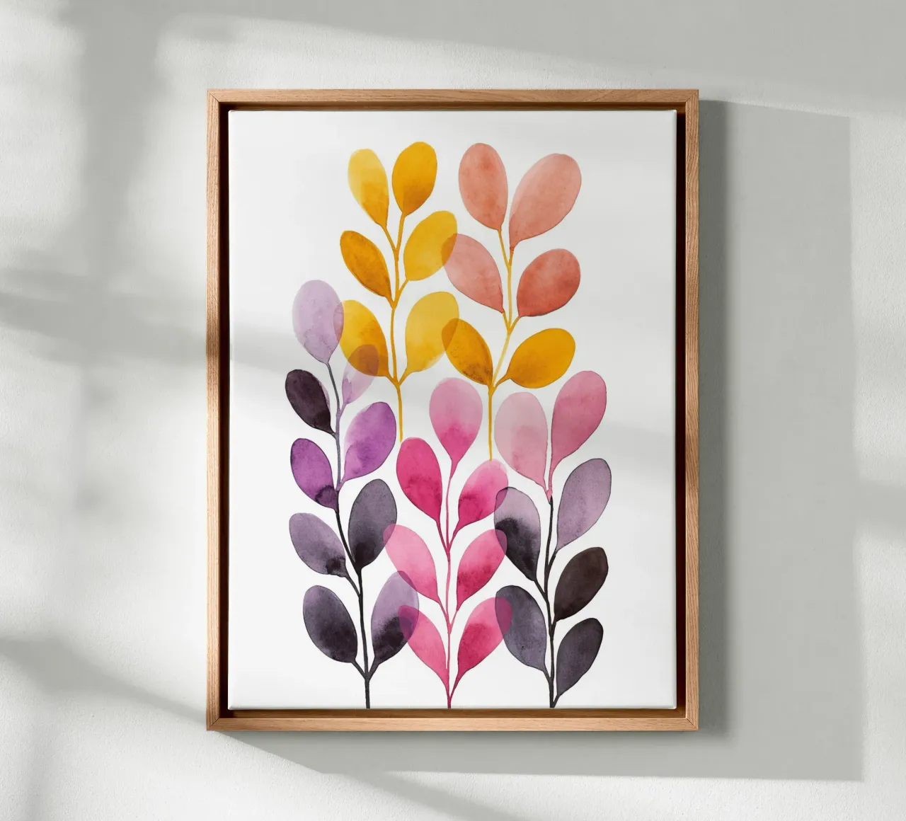 Foglie boho 6 tela con Cornice a cassetta da Yaso Design Boho & Botanic