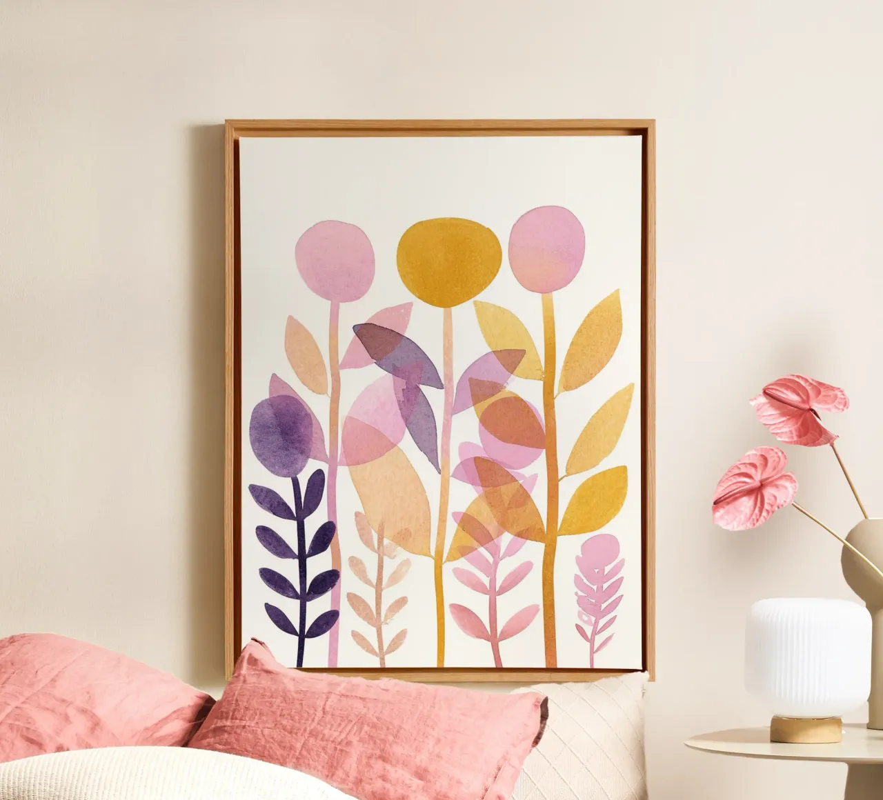 Foglie Boho 7 tela con Cornice a cassetta da Yaso Design Boho & Botanic
