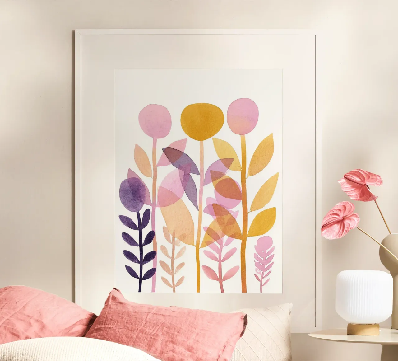 Foglie Boho 7 poster con telaio in plastica da Yaso Design Boho & Botanic