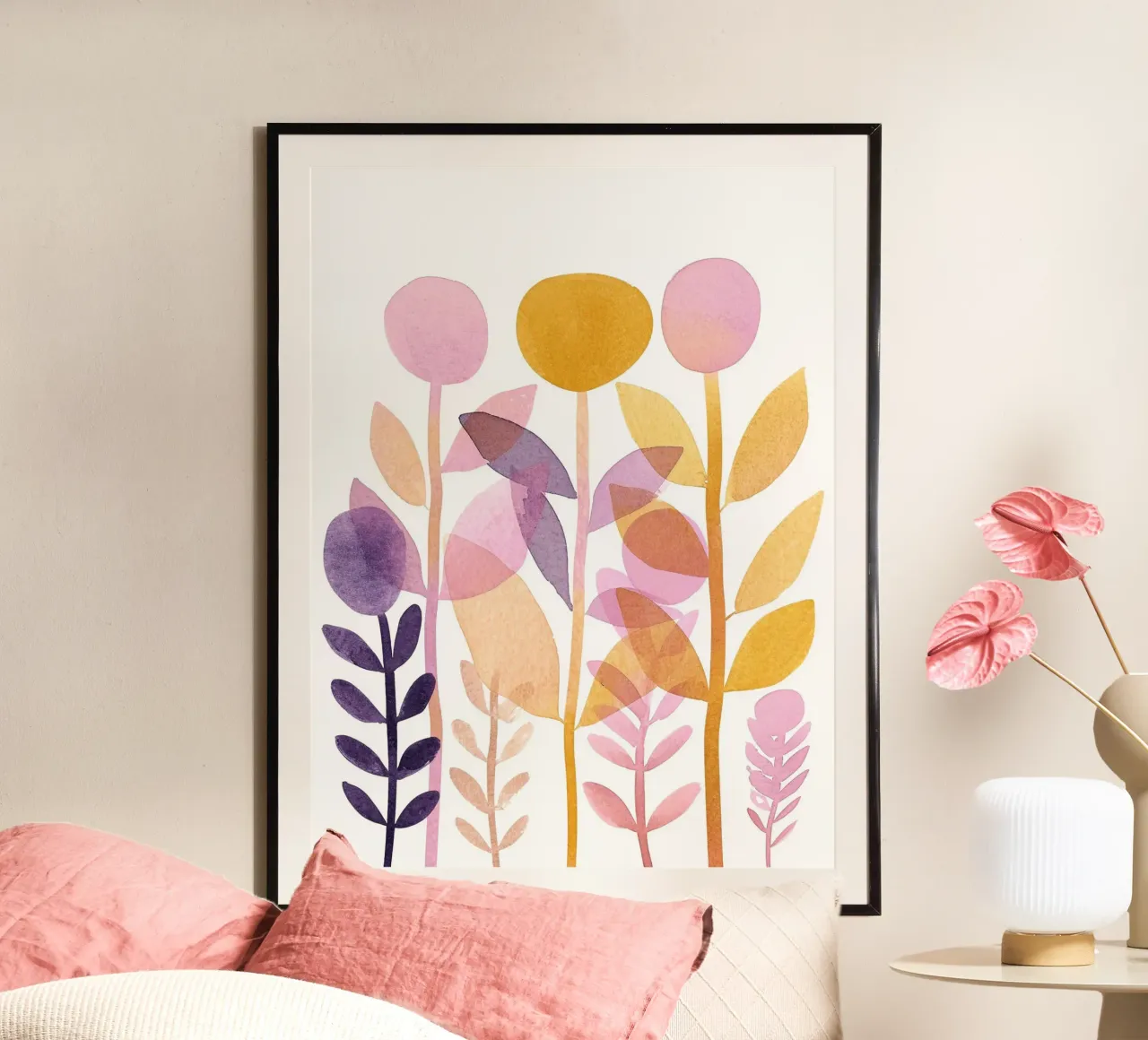 Foglie Boho 7 poster con telaio in plastica da Yaso Design Boho & Botanic