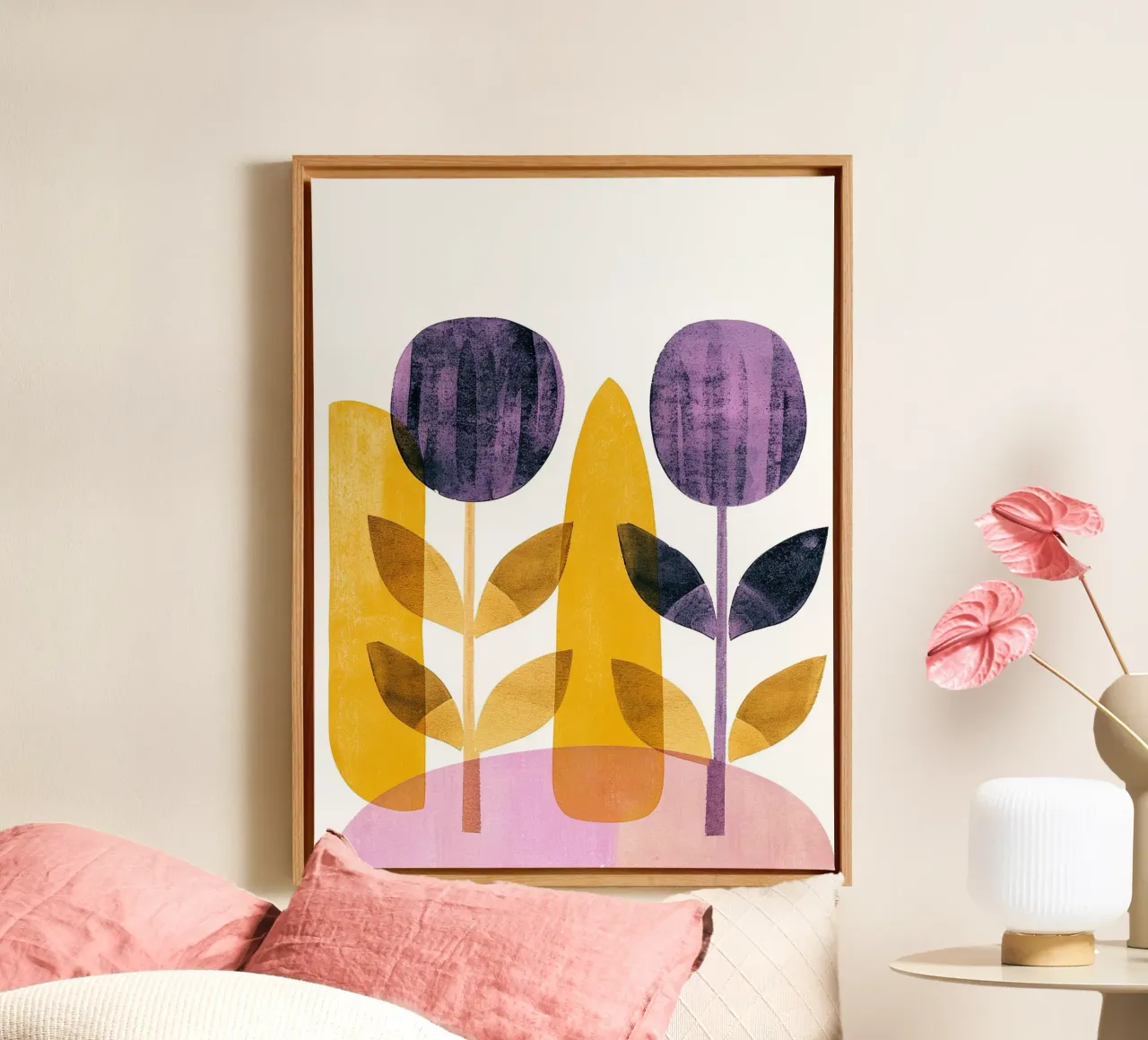 Foglie boho 8 tela con Cornice a cassetta da Yaso Design Boho & Botanic