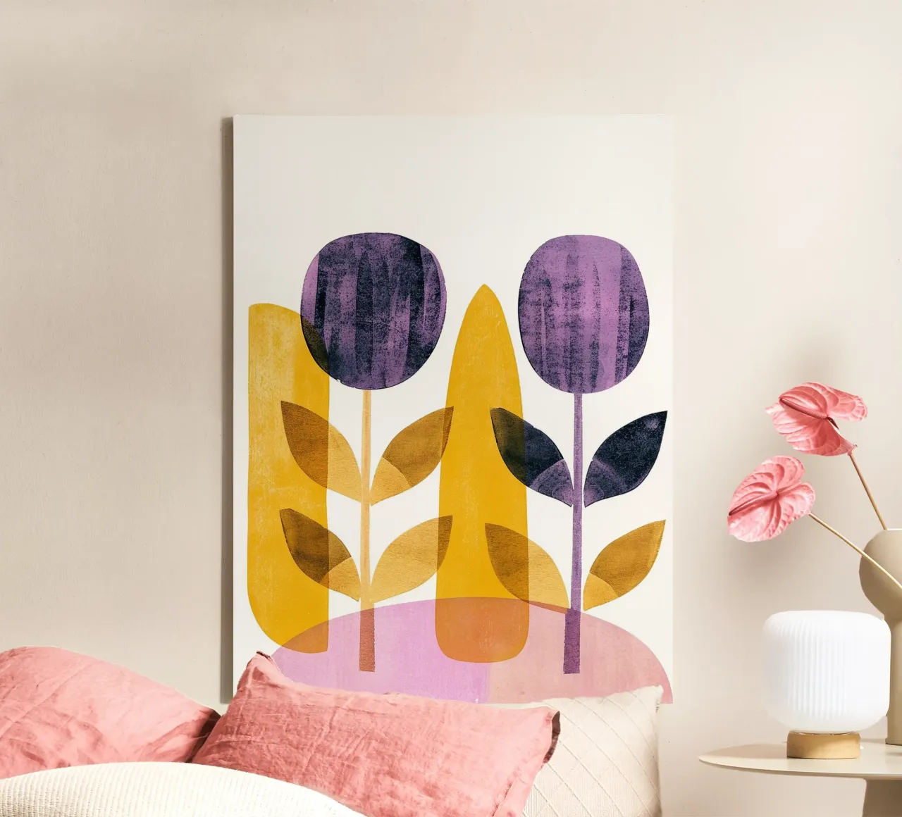 Foglie boho 8 tela con Cornice a cassetta da Yaso Design Boho & Botanic