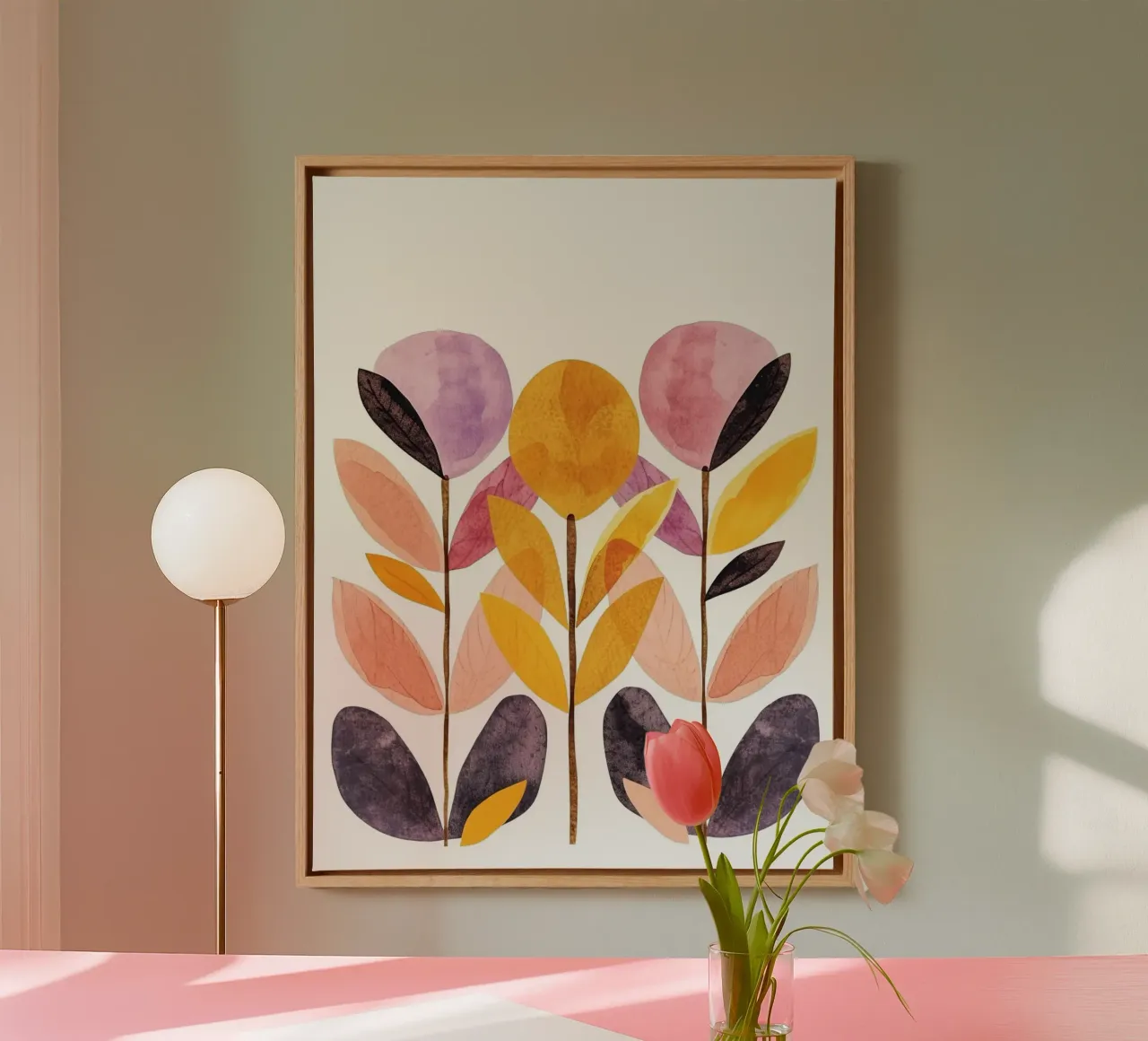 Foglie boho 9 tela con Cornice a cassetta da Yaso Design Boho & Botanic
