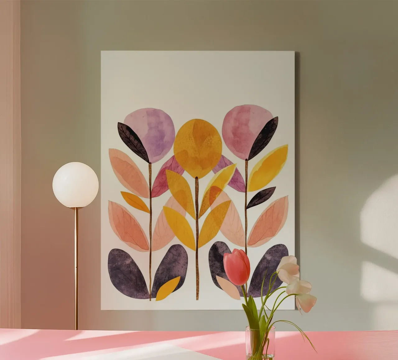 Foglie boho 9 tela con Cornice a cassetta da Yaso Design Boho & Botanic
