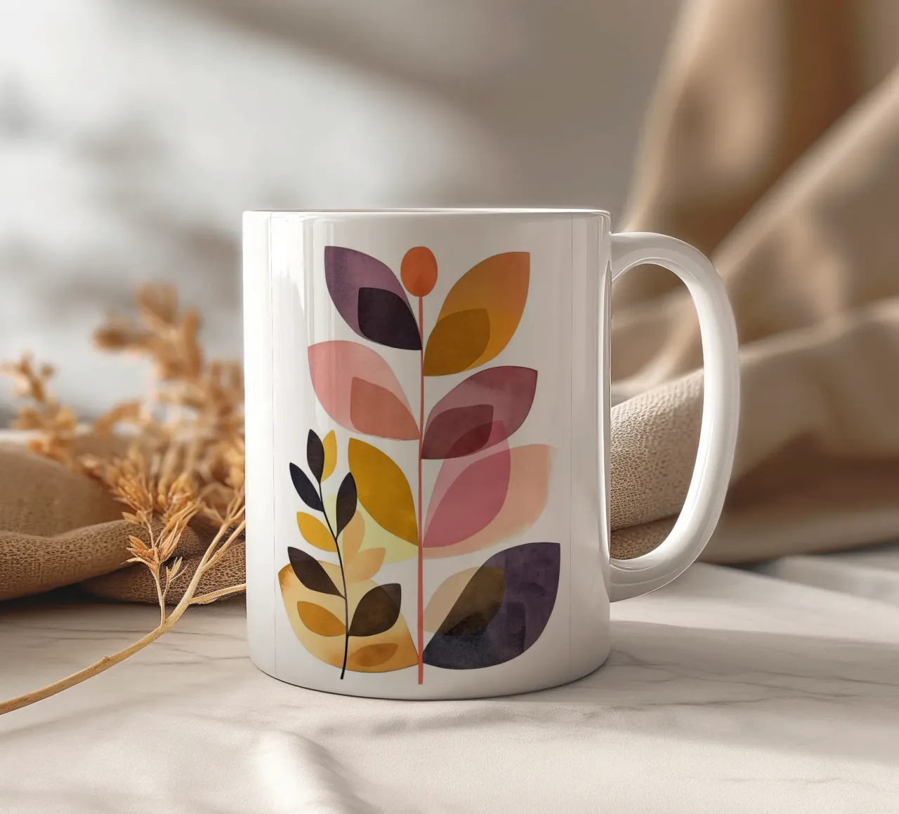 Foglie boho 10 tazza in ceramica da Yaso Design Boho & Botanic