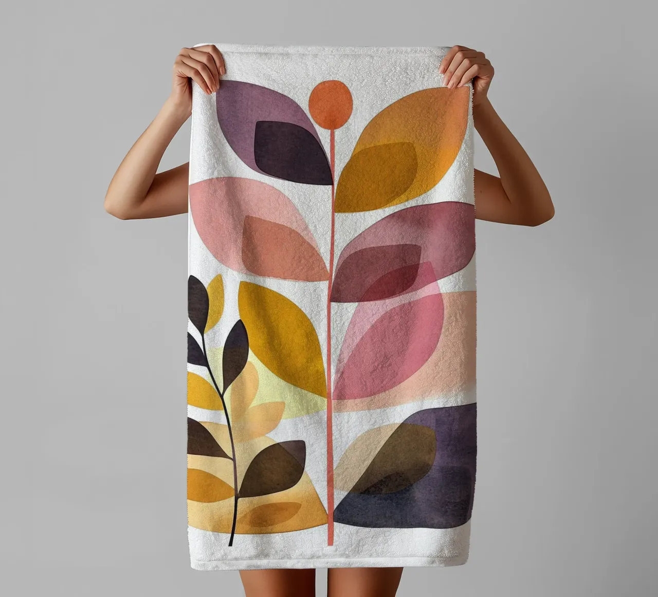 Boho leaves 10 towel by Yaso Design Boho & Botanic