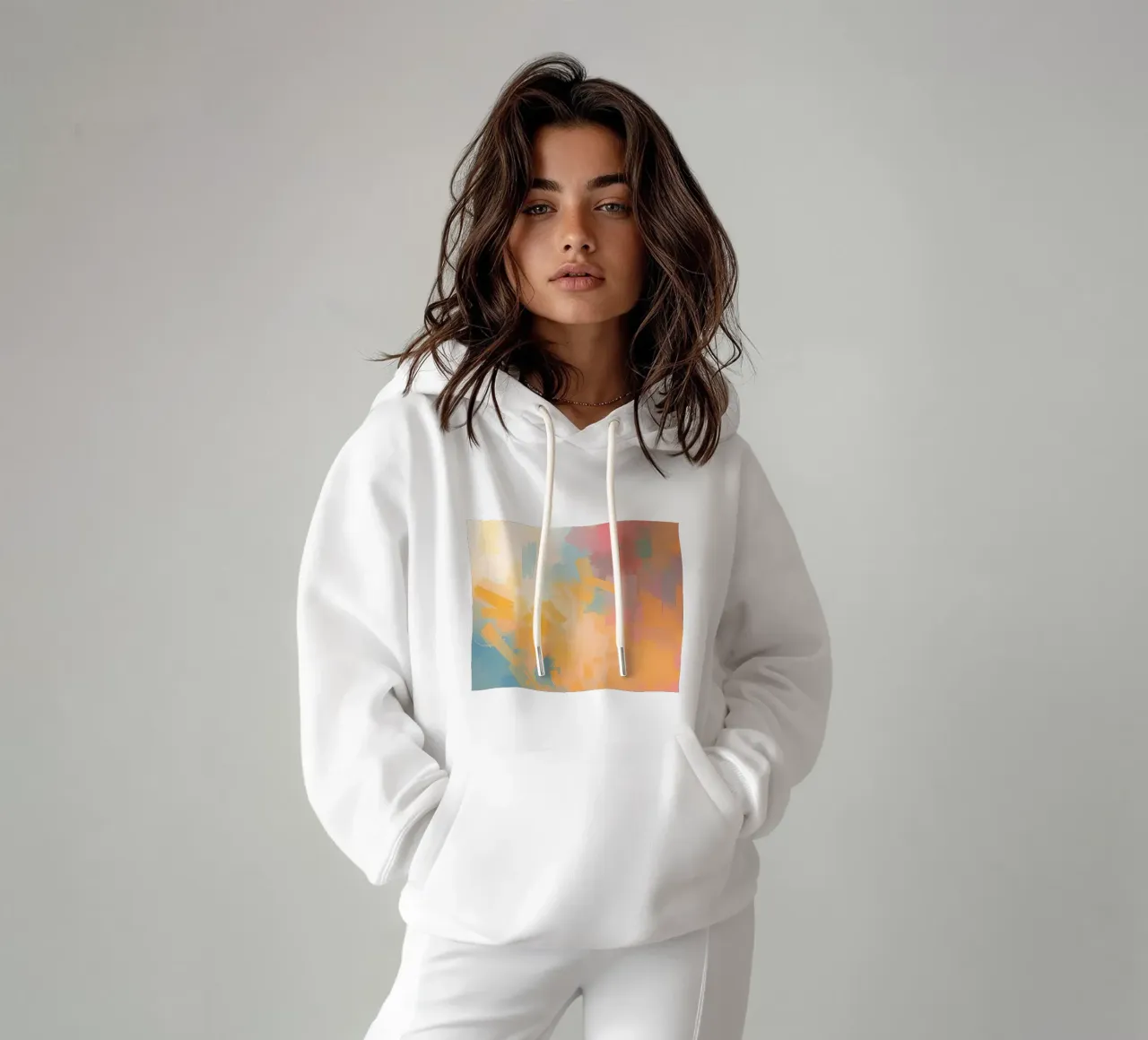Pittura astratta con pennellate rettangolari felpa con cappuccio da DesignDoodle