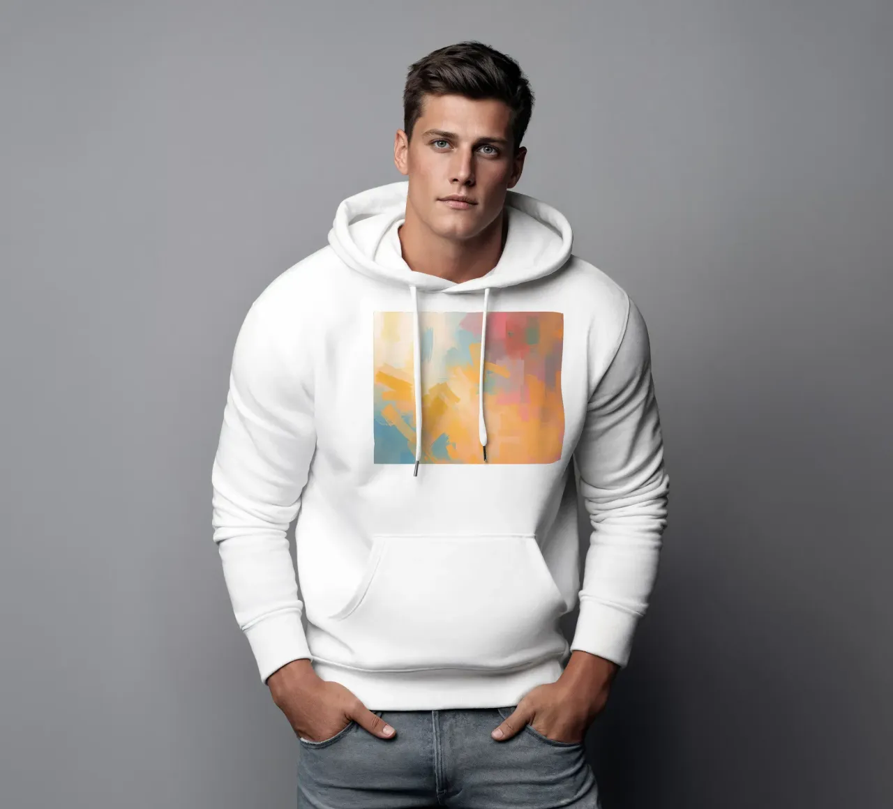 Pittura astratta con pennellate rettangolari felpa con cappuccio da DesignDoodle