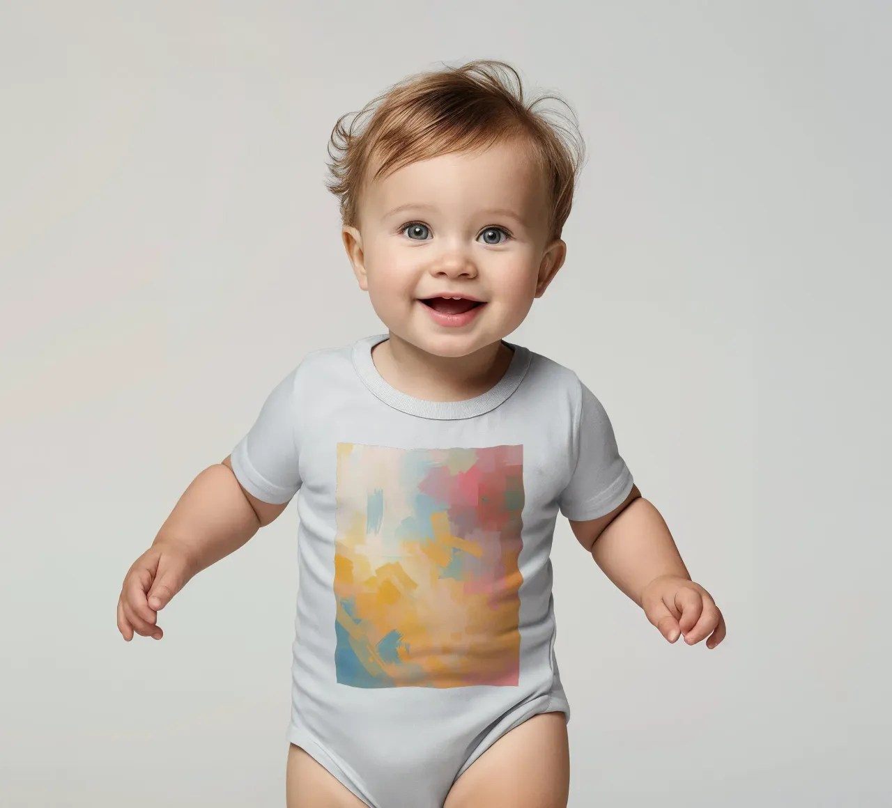 Abstract Painting with Rectangular Brushstrokes short-sleeve baby romper by DesignDoodle