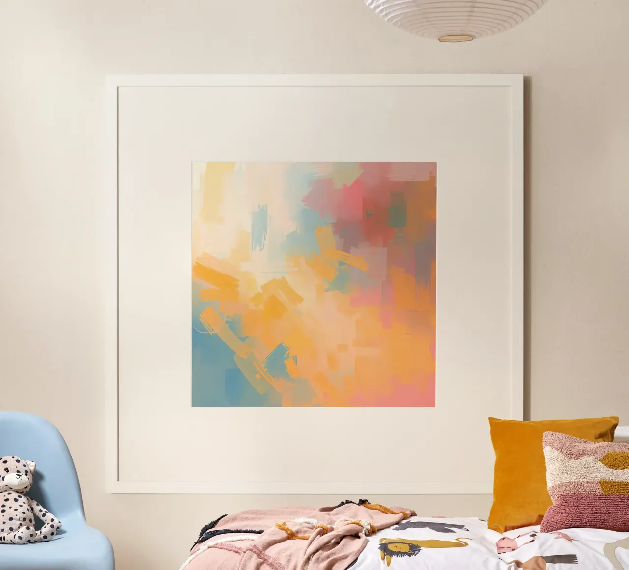 Pittura astratta con pennellate rettangolari poster con telaio in plastica da DesignDoodle