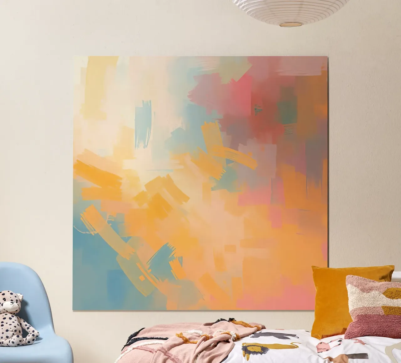 Pittura astratta con pennellate rettangolari poster con telaio in plastica da DesignDoodle