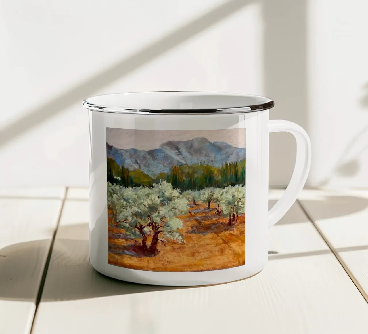 alberi montagne tazza in smalto da Karl Martin
