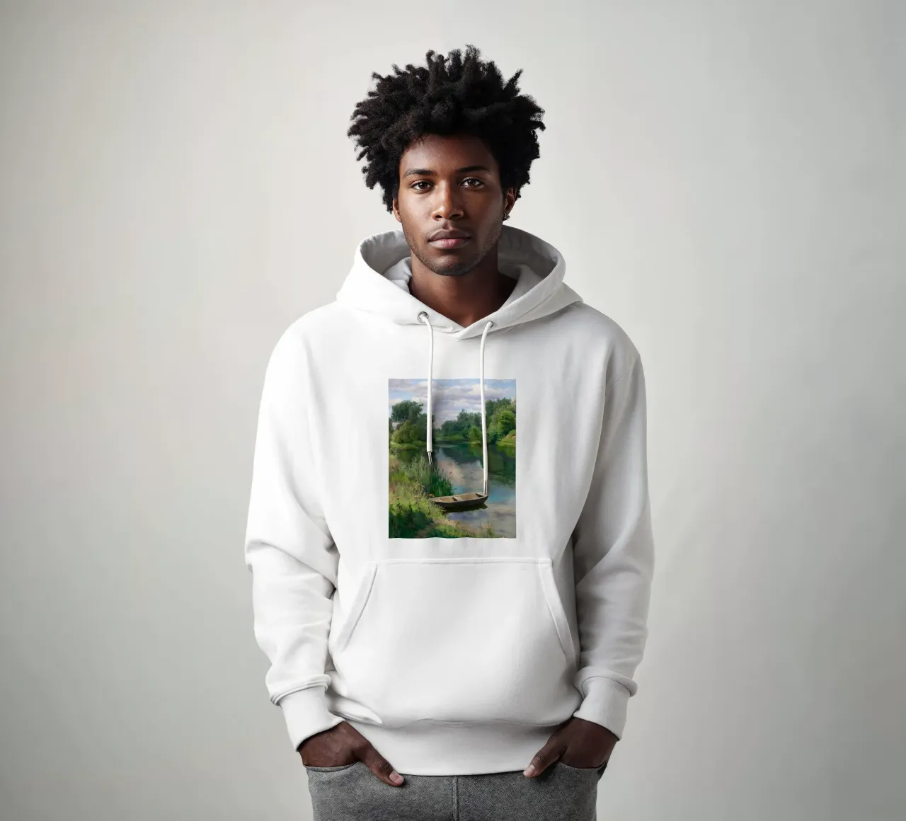 barca fiume alberi felpa con cappuccio da Karl Martin