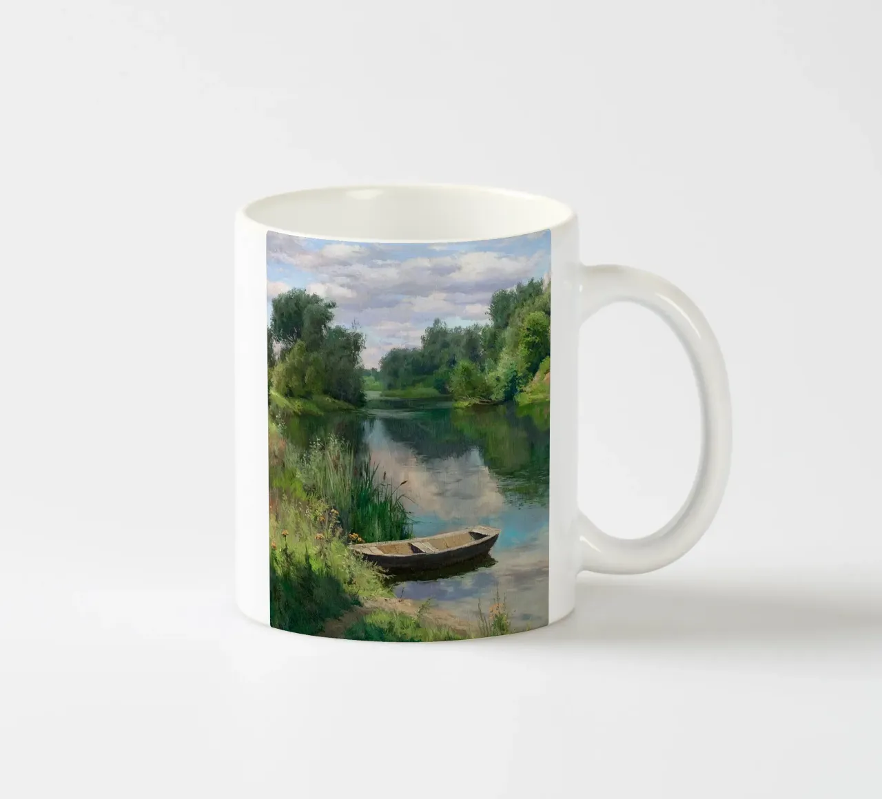 barca fiume alberi tazza in ceramica da Karl Martin