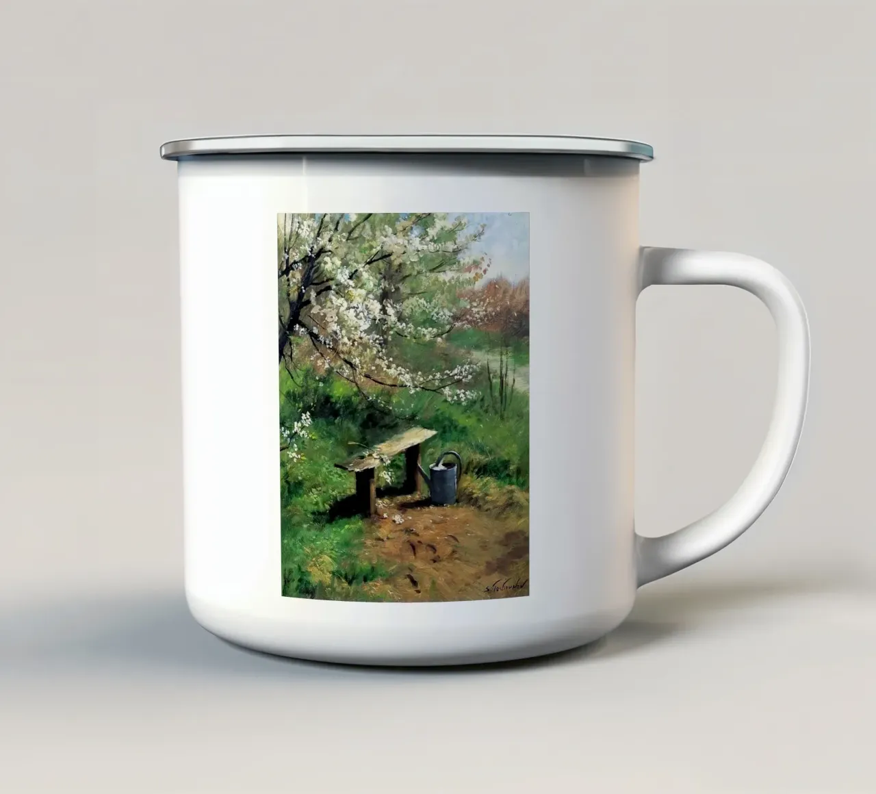 albero con annaffiatoio tazza in smalto da Karl Martin