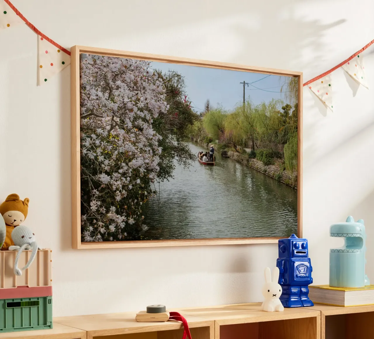 Canale dei ciliegi in fiore a Yanagawa, Giappone tela con Cornice a cassetta da Marcel Bisig