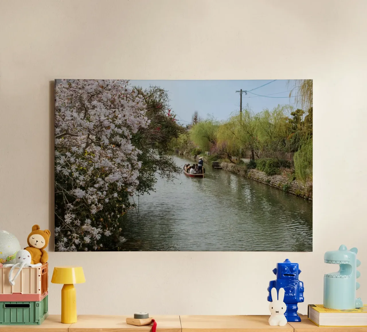 Canale dei ciliegi in fiore a Yanagawa, Giappone tela con Cornice a cassetta da Marcel Bisig
