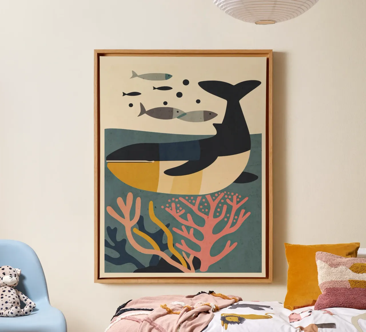 Drifting Whalex canvas with Floater frame by Gaite