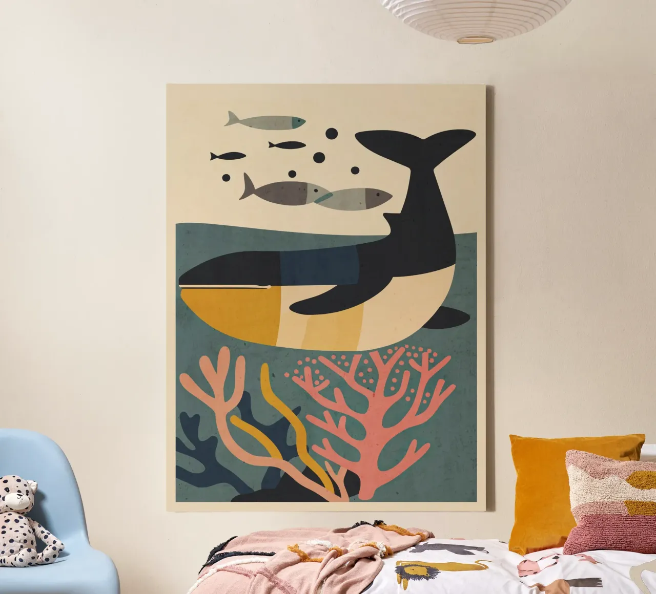 Drifting Whalex canvas with Floater frame by Gaite