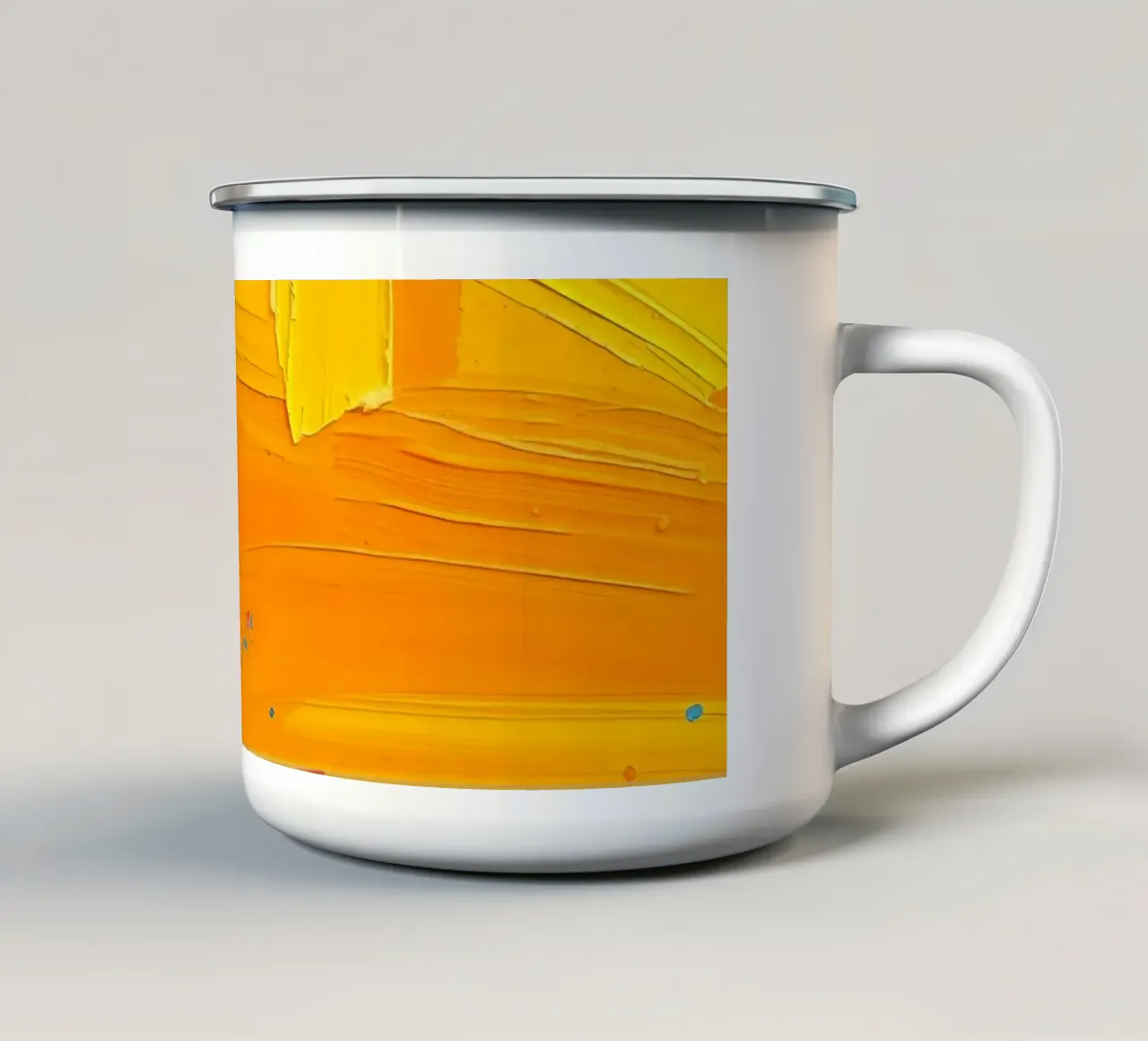 Pittura astratta con pennellate di arancione, giallo, blu e rosso tazza in smalto da DesignDoodle