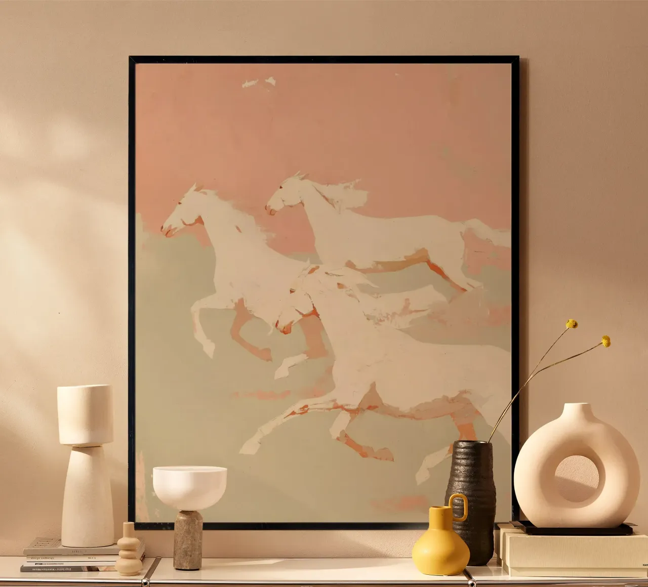 Wild Horses No 2 poster con telaio in alluminio da treechild