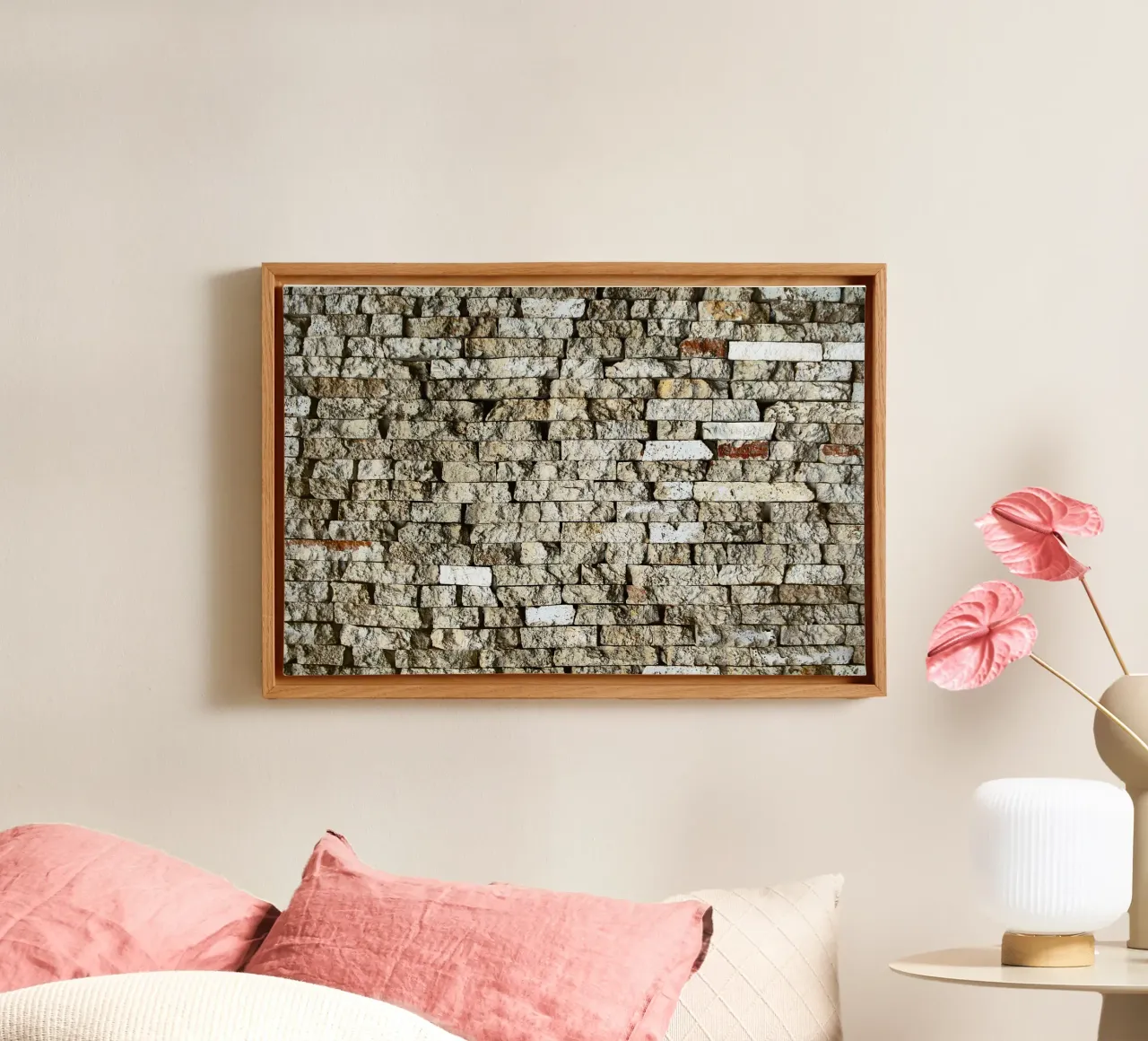 Textuur Minimal Muurkunst Fotografie canvas met Baklijst van jay