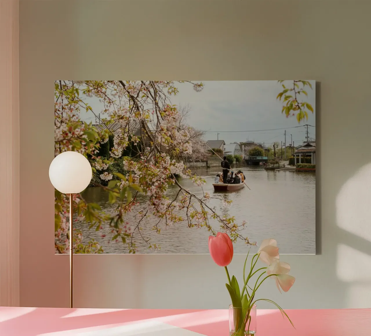 Il fiume dei ciliegi in fiore a Yanagawa, Giappone tela con Cornice a cassetta da Marcel Bisig